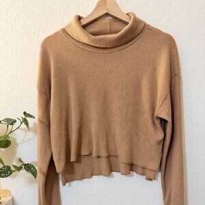 ☕ Tna (Aritzia) Waffle Knit Cropped Turtleneck Sweater ☕